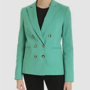 $850 PINKO Women's Green Sinbad Double-Breasted Solid Jacket Blazer Size 38